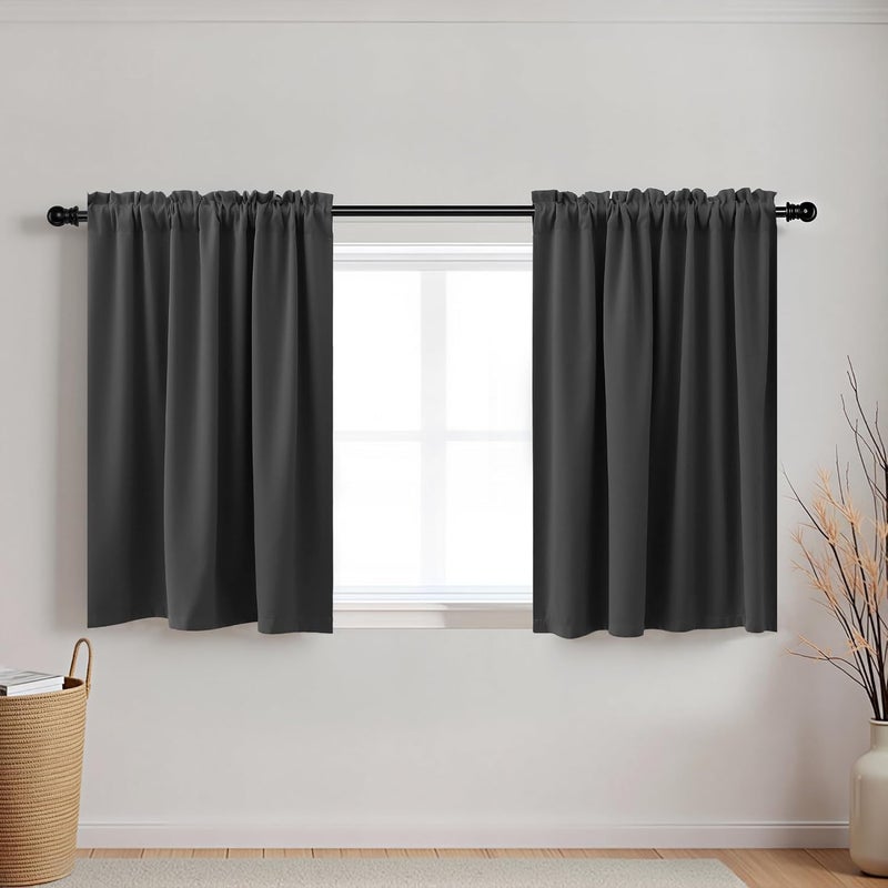 KOUFALL 30 Inch Long Curtains for Small Windows Blackout Thermal Insulating Short Window Curtain for Bathroom Bedroom Wide 18 x 30 Length - Image 1