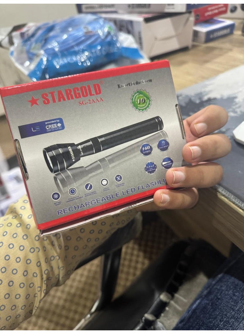 ستارجولد مصباح يدوي LED قابل لإعادة الشحن – عالي الأداء 160 لومن - Image 2