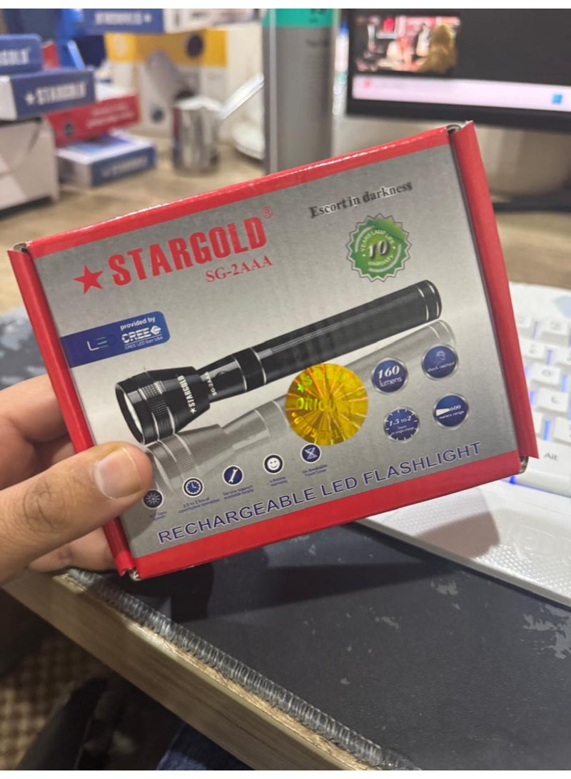 ستارجولد مصباح يدوي LED قابل لإعادة الشحن – عالي الأداء 160 لومن - Image 3