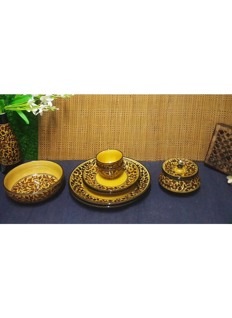 Caffeine Caffeine Ceramic Handmade Brown Sehra Combo Dinner Set (8 pcs.)  - Image 1