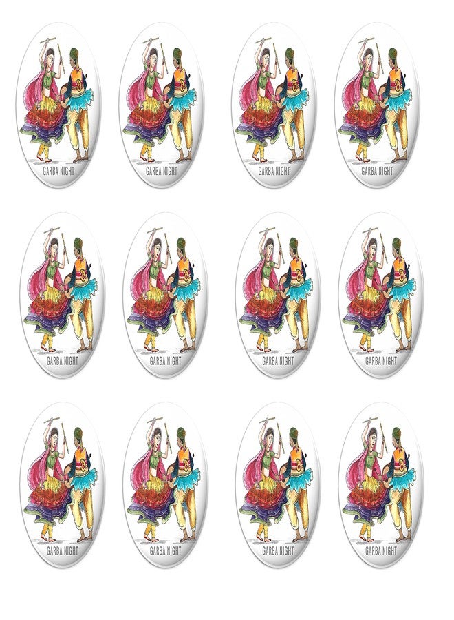 Hubops Garba badge Round Pin Button Badge for Navratri Celebration Garba dandiya Other Events Garba Night Badge (58mm pack 0f 12) - Image 1