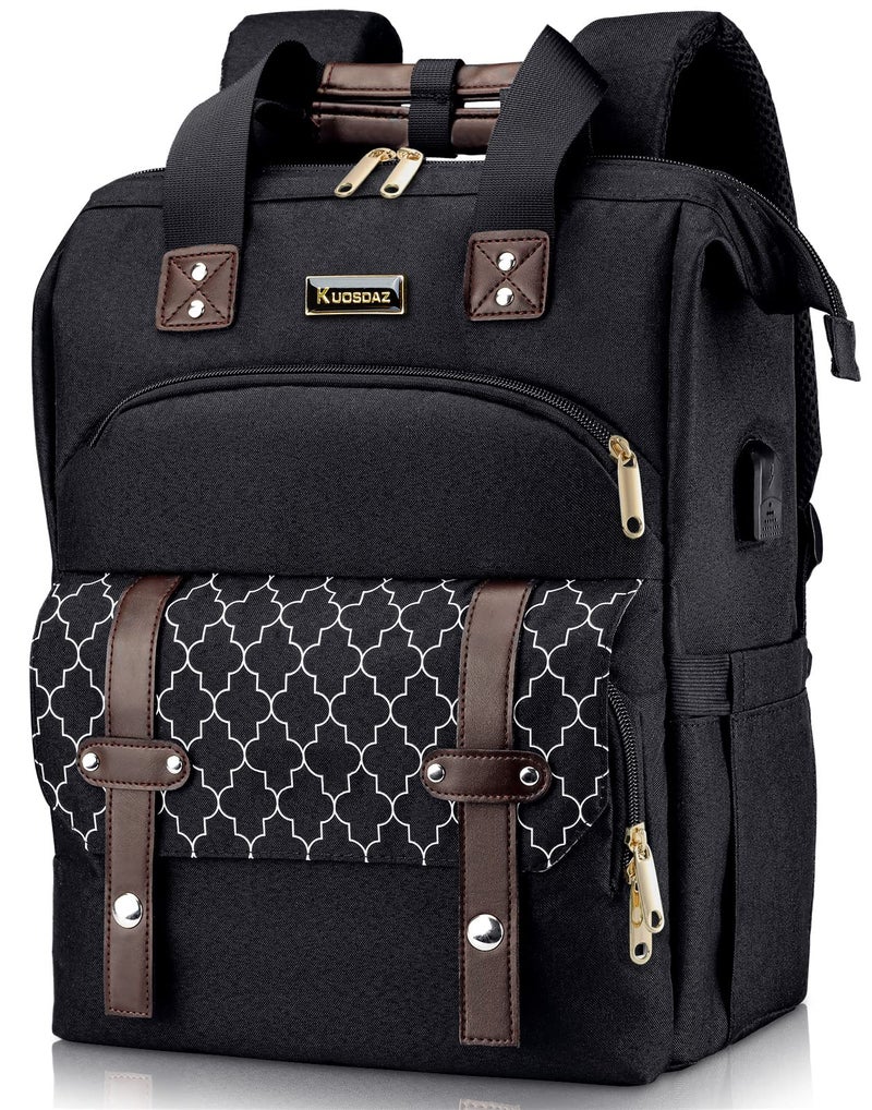 Kuosdaz Travel Backpack for Women Men, Large Wide Open Womens Backpack for Work, Water Resistant Collage Backpack with USB Port, 17.3 Inch School Bookbag Computer Bag for Doctor Teacher Nurse, Grey - Image 1