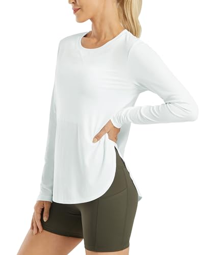 G4Free Women's UPF 50+ Sun Protection Long Sleeve Workout UV Shirts for Outdoor Gym Quick Dry Hiking Tops(White,XL) - Image 1