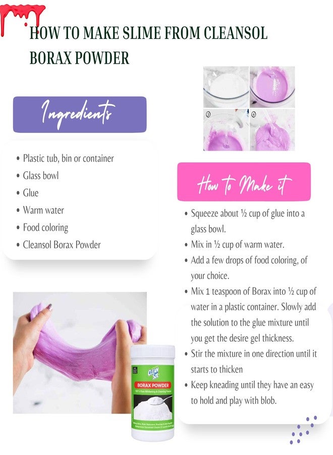 Cleansol Borax Powder 500 g | Multipurpose Cleaning Powder & Laundry Booster | Detergent Enhancer, Stain Removal & Slime Making Use - Image 4