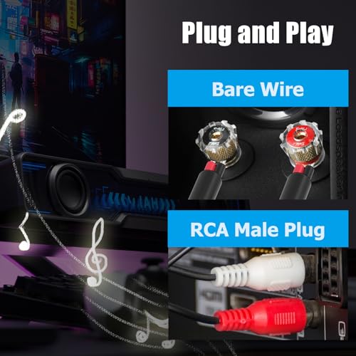 Ullnosoo RCA to Speaker Wire Adapter, 18AWG 2 Pack 3ft RCA Male Plug to Bare Cable Open End, UIInosoo Audio Cable, Red and Black - Image 4