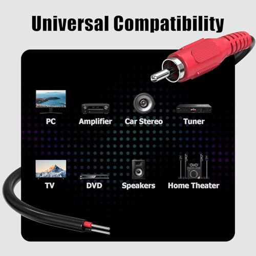 Ullnosoo RCA to Speaker Wire Adapter, 18AWG 2 Pack 3ft RCA Male Plug to Bare Cable Open End, UIInosoo Audio Cable, Red and Black - Image 5