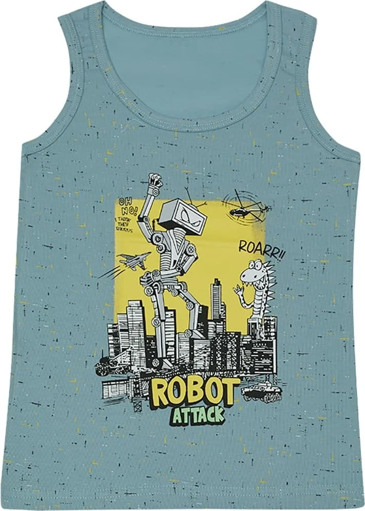 Donella 5-Pack Colorful Robot Printed Boys Undershirt - 771294B