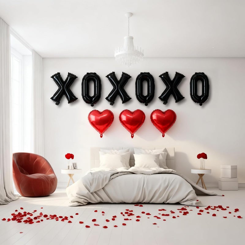 Togvu XOXO Balloons, 18 Inch Red Heart Foil Balloons, 16Inch Black Valentine Letters Mylar Foil Balloon for Valentines Day Galentines Bachelorette Wedding Bridal Shower Party Decoration Photo Props Supplies - Image 5