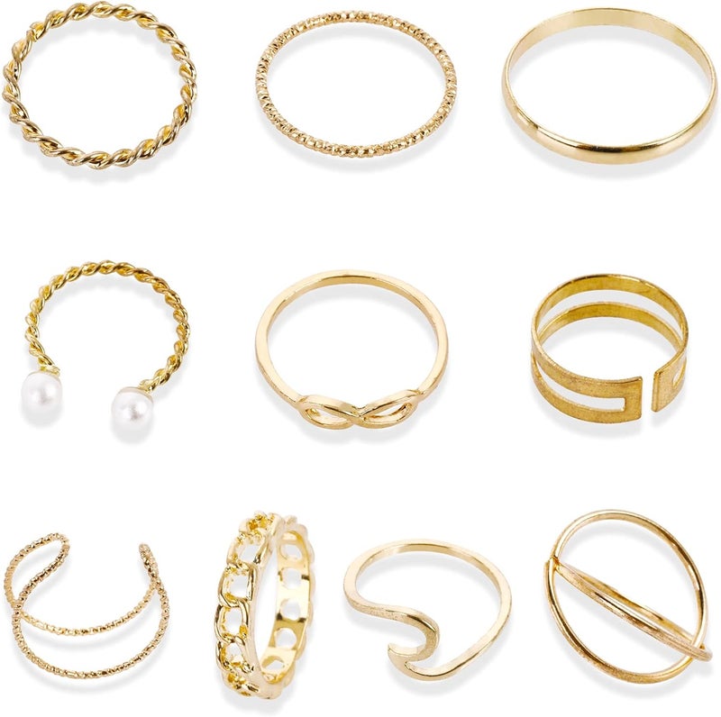 klarako 10PCS Bohemian Knuckle Rings Set Vintage Knotted Carved Rhinestone Stacking Joint Rings Index Midi Finger Rings Set DIY Jewelry Gifts for Women and Girls - Image 1