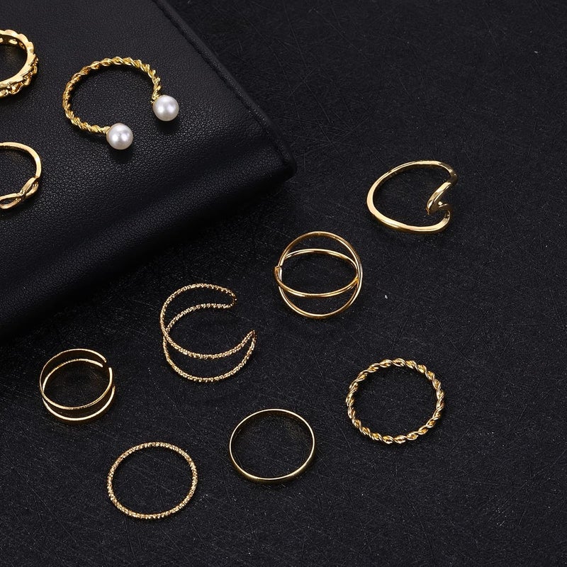 klarako 10PCS Bohemian Knuckle Rings Set Vintage Knotted Carved Rhinestone Stacking Joint Rings Index Midi Finger Rings Set DIY Jewelry Gifts for Women and Girls - Image 2