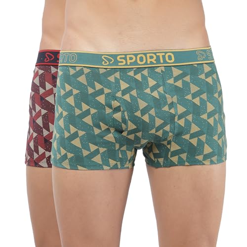 sporto Cotton Printed Trunks for Men's Combo Pack of 2 (Colour and Print May Vary) - Image 1