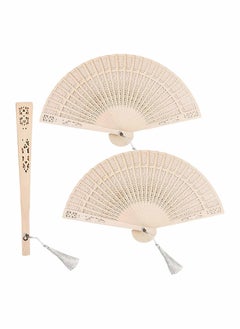 SYOSI Wooden Handheld Folding Fans 3Pack Vintage Sandalwood Fan with Tassel for Women Foldable Wedding Gift Party Home DIY Baby Shower  - Image 1