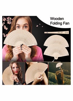 SYOSI Wooden Handheld Folding Fans 3Pack Vintage Sandalwood Fan with Tassel for Women Foldable Wedding Gift Party Home DIY Baby Shower  - Image 3