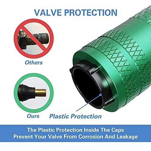 CKAuto 4 Pcs Aluminum Tire Valve Stem Caps with N2 Nitrogen Logo, Universal Stem Covers for Cars, SUVs, Bike and Bicycle, Trucks, Motorcycles | TPMS Safe | Corrosion Resistant | Dust Proof, Green - Image 5