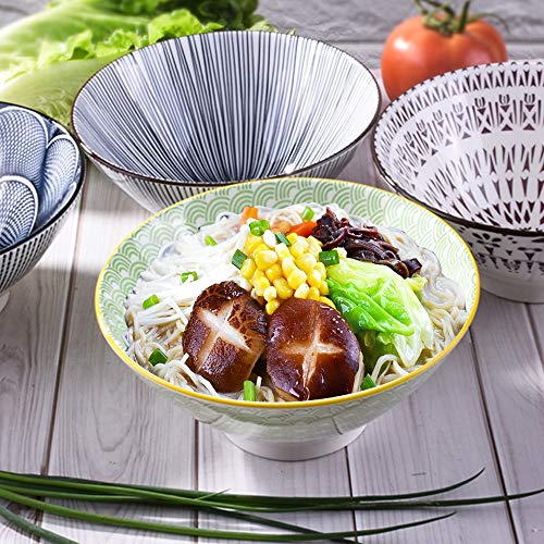 BOSILI 7 Inch Microwavable Ceramic Ramen Bowl Set of 4 Japanese Instant Noodle Bowls - Image 3