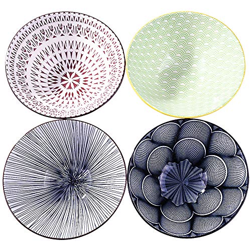 BOSILI 7 Inch Microwavable Ceramic Ramen Bowl Set of 4 Japanese Instant Noodle Bowls - Image 1