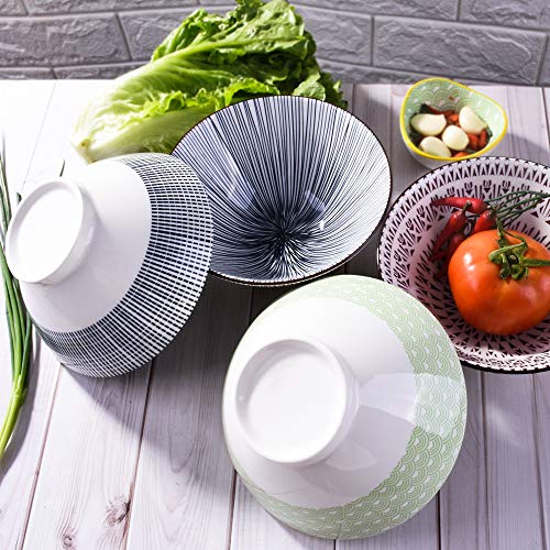 BOSILI 7 Inch Microwavable Ceramic Ramen Bowl Set of 4 Japanese Instant Noodle Bowls - Image 4
