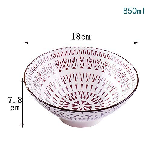 BOSILI 7 Inch Microwavable Ceramic Ramen Bowl Set of 4 Japanese Instant Noodle Bowls - Image 2
