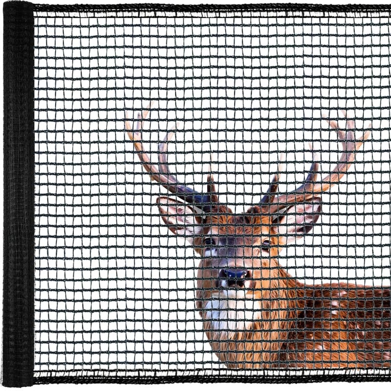 Junkogo Deer Fence Netting, 5x100 Ft Plastic Mesh Netting for Garden Protection, Temporary Fence Animals Barrier for Bird, Chicken, Reusable Mesh Fencing Roll for Vegetable, Fruit Tree, Shrubs, Black - Image 1