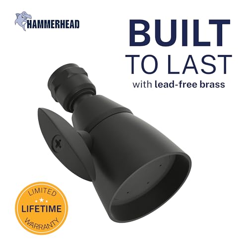 HammerHead Showers® Solid Metal 2 Inch High Pressure Shower Heads - MATTE BLACK – 2.5 GPM Shower Heads High Pressure - High Flow Shower Head with ADJUSTABLE SPRAY PATTERN - Fixed Shower Head - Image 2