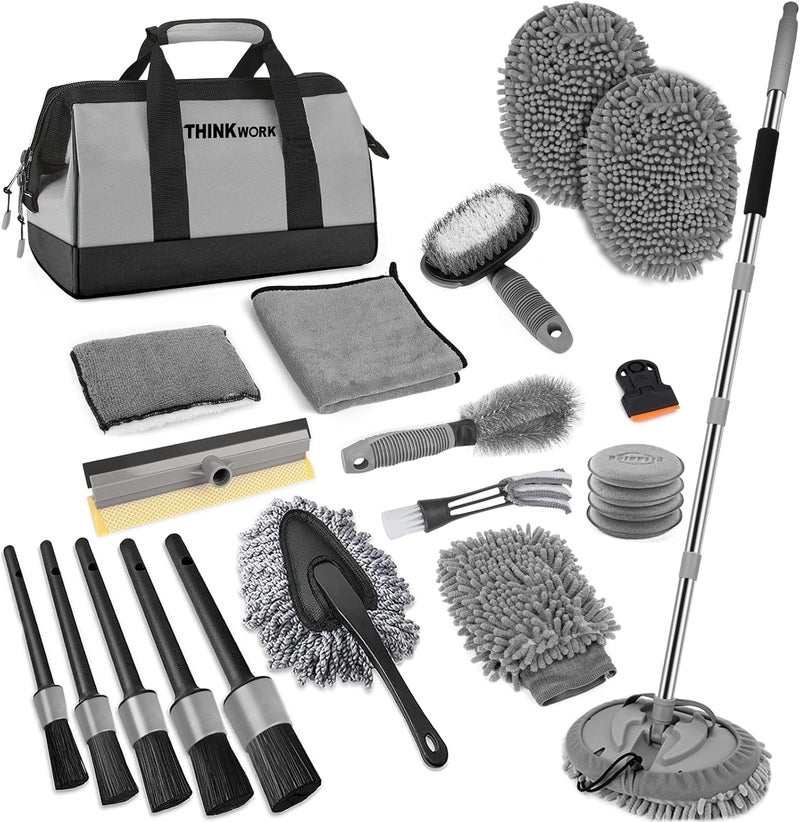 THINKWORK 25-Piece Car Wash Kit with Extendable Brush and Detailing Tools - Image 1