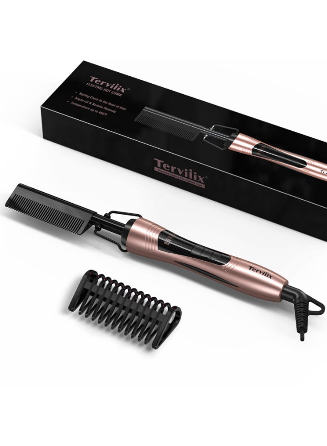 Terviiix Electric Hot Comb for Lace Front Wigs Pressing Combs for Black Women Hair AntiScald Straightening Comb with Keratin Argan Oil Infused Teeth Temperatures Adjustable 60 Min Auto Shut Off - Image 3