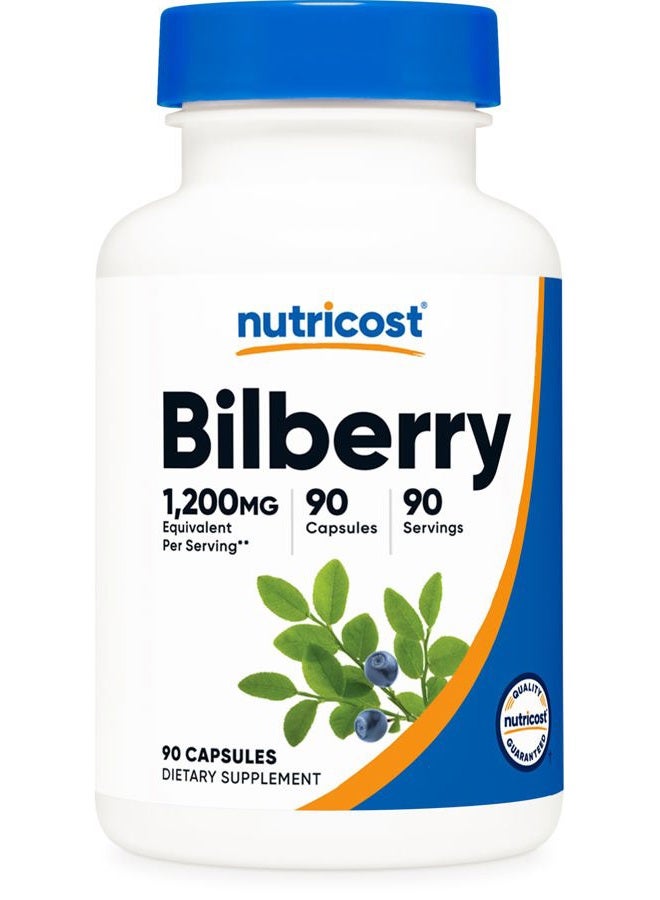 Nutricost Bilberry Capsules 1200mg Equivalent (90 Vegetarian Capsules) - Gluten Free and Non-GMO - Image 1