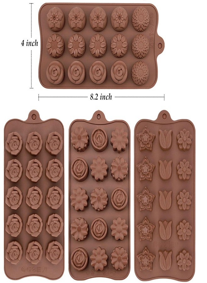 JOERSH 4PCS Silicone Chocolate Flower Molds for Candy, Fat Bombs Snacks, Truffles, 11 Floral Shapes 60 Cavities Candle Soap Wax Melts Mold (Rose, Sunflower, Tulip, Coreopsis) - Image 2