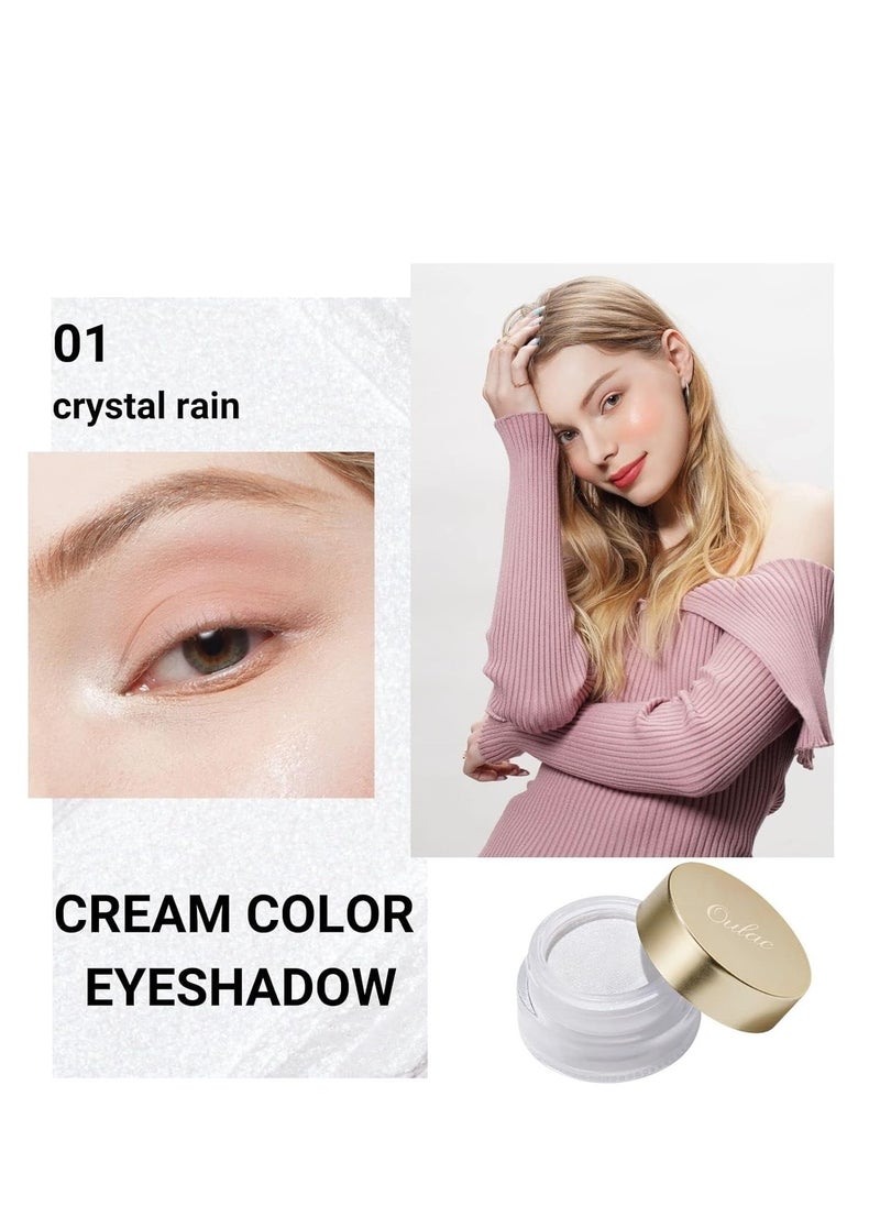 Oulac Oulac Shimmer White Cream Eyeshadow-Eyeshadow Prime| as Highlighter Waterproof & Long Lasting Glitter Eyeshadow Natural Color Eye Shadow for Women 6g (01)  - Image 3