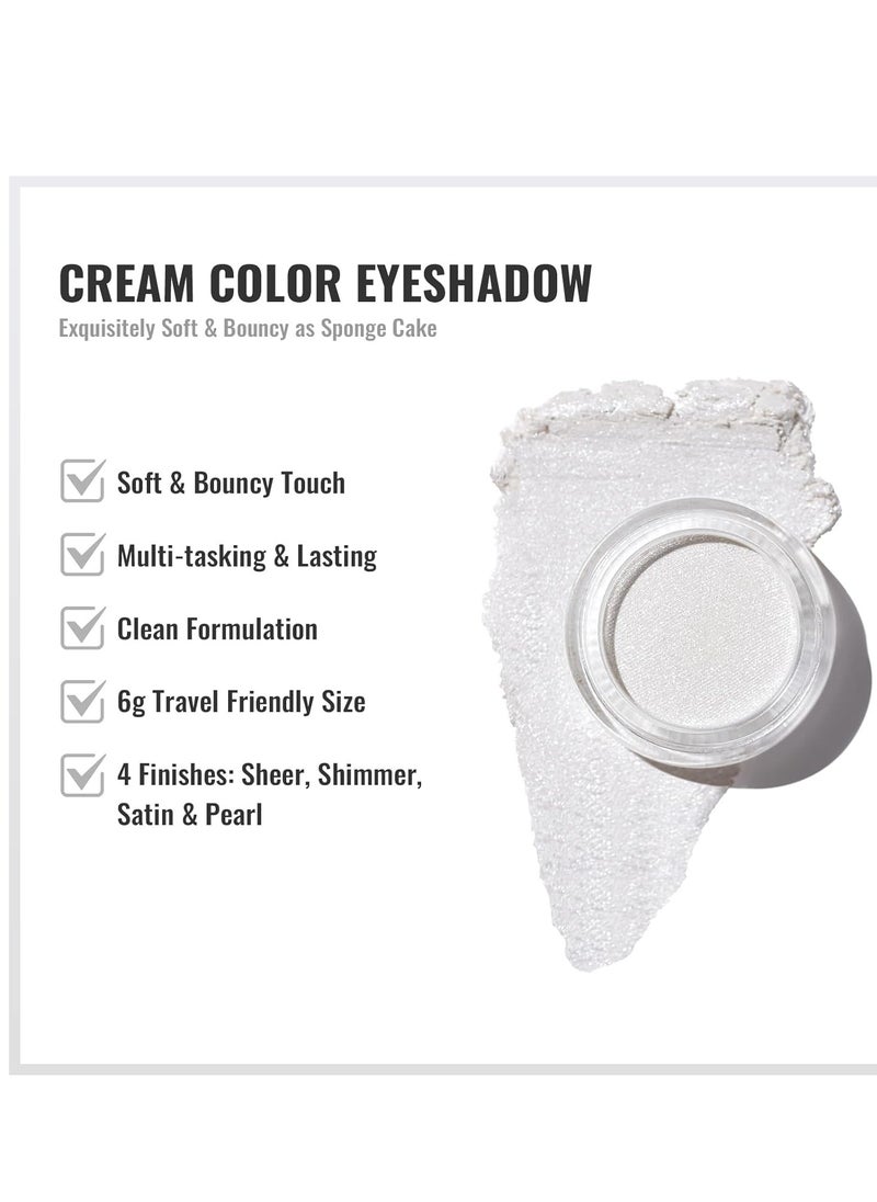 Oulac Oulac Shimmer White Cream Eyeshadow-Eyeshadow Prime| as Highlighter Waterproof & Long Lasting Glitter Eyeshadow Natural Color Eye Shadow for Women 6g (01)  - Image 2