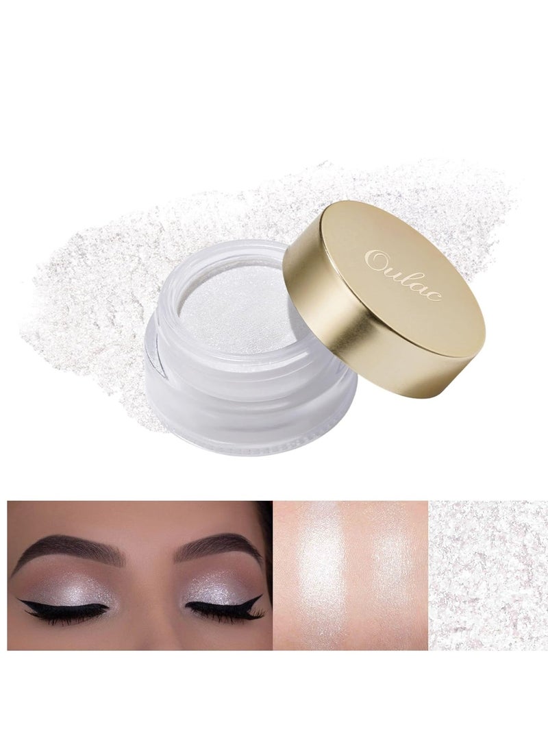 Oulac Oulac Shimmer White Cream Eyeshadow-Eyeshadow Prime| as Highlighter Waterproof & Long Lasting Glitter Eyeshadow Natural Color Eye Shadow for Women 6g (01)  - Image 1