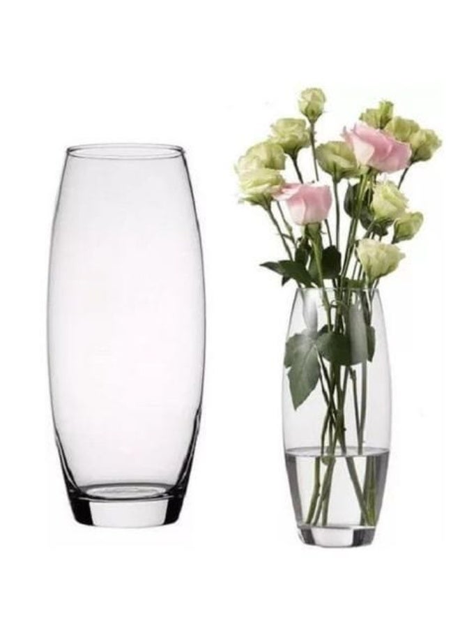 Elegant Glass Vase, 40cm x 10cm, Oval Shape, Clear - Image 2