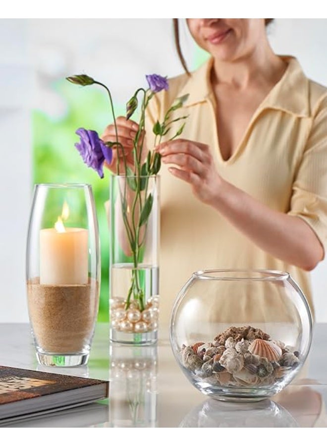 Elegant Glass Vase, 40cm x 10cm, Oval Shape, Clear - Image 3
