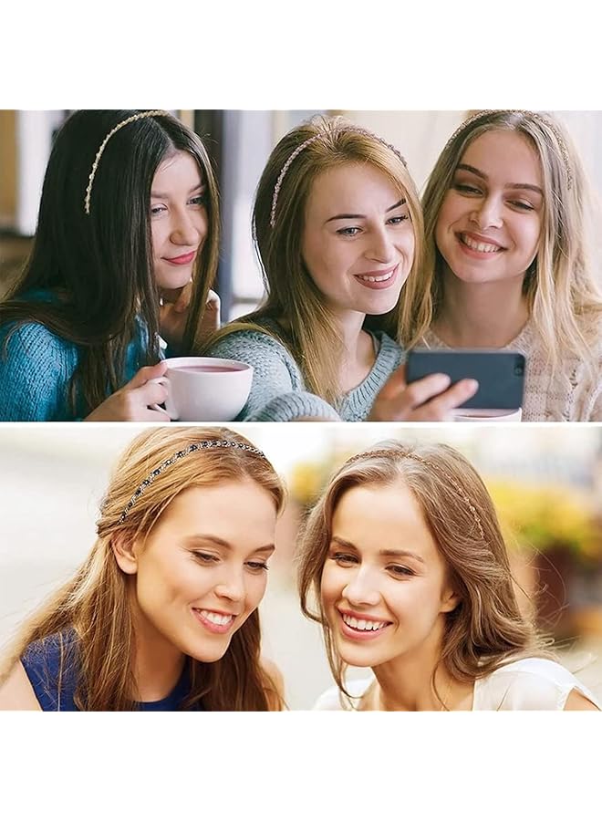 أكس سبرينج عصابة رأس من الكريستال الربيعي مكونة من 5 قطع من عصابات الرأس المرصعة بأحجار الراين البراقة للنساء والفتيات في المناسبات الرسمية والاستخدام اليومي، طوق شعر أنيق من الخرز للمناسبات الخاصة - Image 5