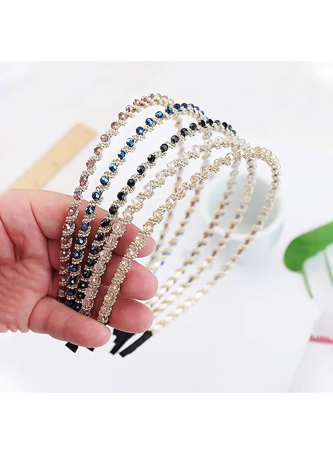 أكس سبرينج عصابة رأس من الكريستال الربيعي مكونة من 5 قطع من عصابات الرأس المرصعة بأحجار الراين البراقة للنساء والفتيات في المناسبات الرسمية والاستخدام اليومي، طوق شعر أنيق من الخرز للمناسبات الخاصة - Image 4