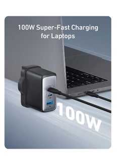 Mi techo Mi techo fast travel charger gan 3Ports 65w type c travel adapter international travel usb C plug uk plug wall laptop charger compatible for macbook hp dell lenovo iphone ipad black  - Image 5
