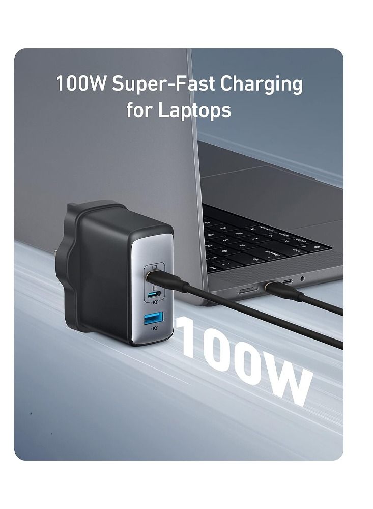 Mi techo fast travel charger gan 3Ports 65w type c travel adapter international travel usb C plug uk plug wall laptop charger compatible for macbook hp dell lenovo iphone ipad black - Image 5