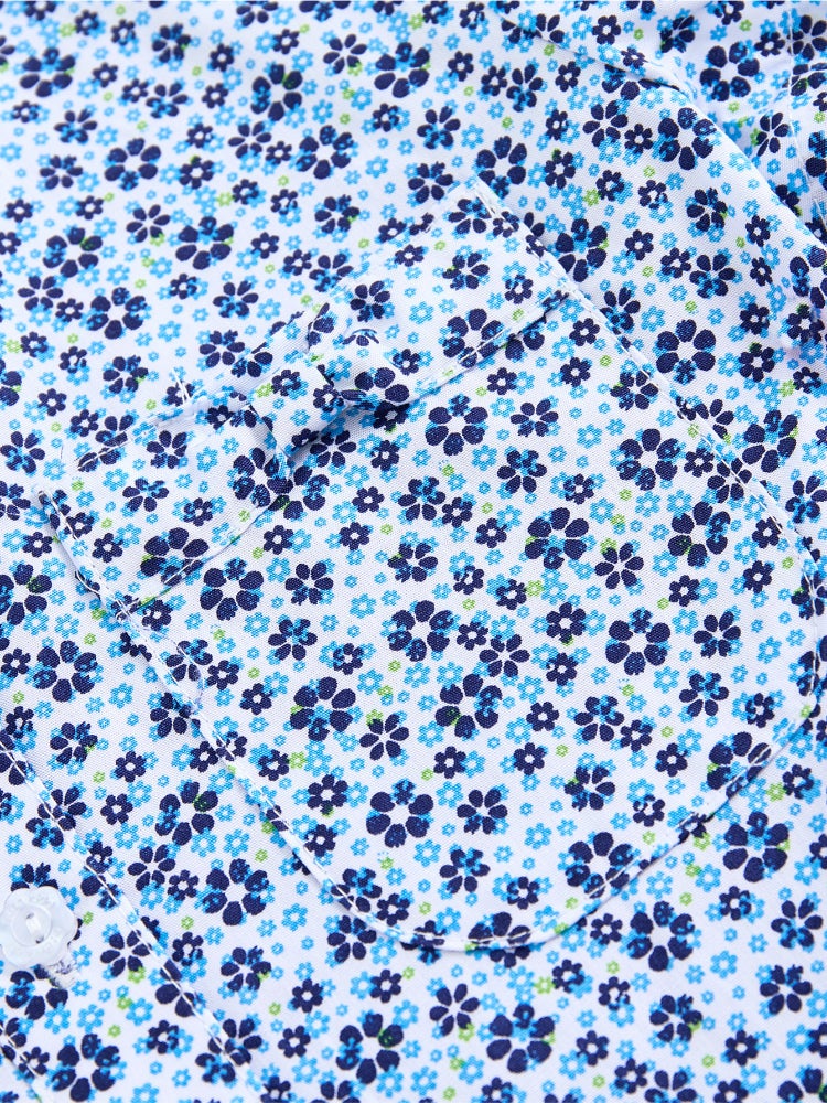 بالابالا فستان قميص بأكمام قصيرة - نقشات زهور مع أزرار أمامية وياقة كلاسيكية للبنات - Image 5