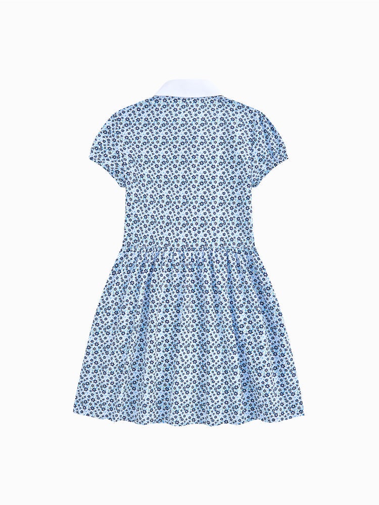 بالابالا فستان قميص بأكمام قصيرة - نقشات زهور مع أزرار أمامية وياقة كلاسيكية للبنات - Image 2