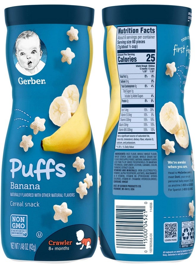 Gerber Gerber Graduates Apple Strawberry, Banana, Sweet Potato, Blueberry Puffs /pack of 4 1.48oz - Image 5