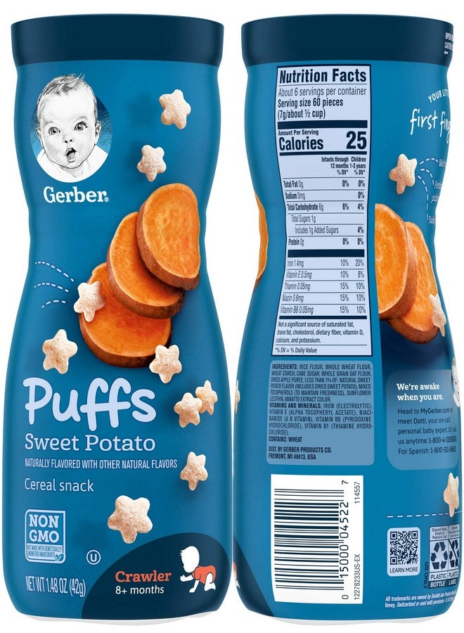 Gerber Gerber Graduates Apple Strawberry, Banana, Sweet Potato, Blueberry Puffs /pack of 4 1.48oz - Image 2