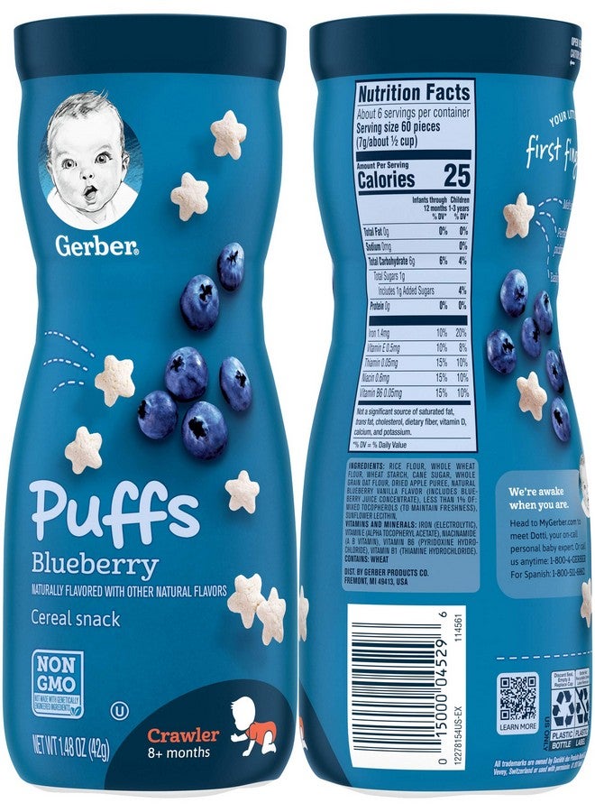Gerber Gerber Graduates Apple Strawberry, Banana, Sweet Potato, Blueberry Puffs /pack of 4 1.48oz - Image 4