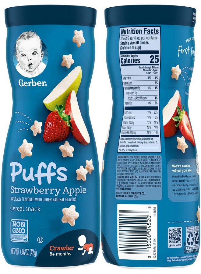Gerber Gerber Graduates Apple Strawberry, Banana, Sweet Potato, Blueberry Puffs /pack of 4 1.48oz - Image 3