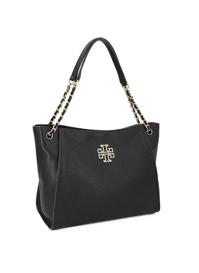 Burch - Tory Burch Britten Cowhid Fashion Simple Commuter Large Capacity Tote Handbag Shoulder Bag - Image 1