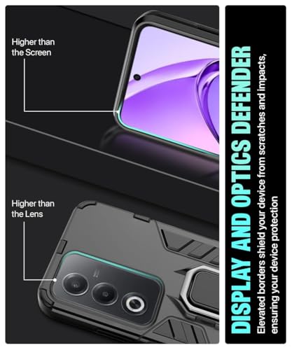 AIBEX Armor Back Cover Compatible for Oppo K12X 5G / Oppo A3 Pro 5G| Rugged Shockproof Case with Ring Holder & Kickstand | Military-Grade Protection | Magnetic Car Mount Compatible - Image 5
