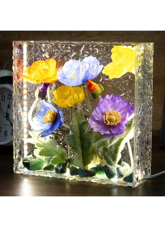SMUK - Handmade Led Artificial Flowers Lamp, 3-Way Dimmable Flower Table Lamp In Clear Acrylic Box, Unique Decorative Night Light For Bedroom Living Room, Flower Birthday Gift For Women And Girls - Image 1