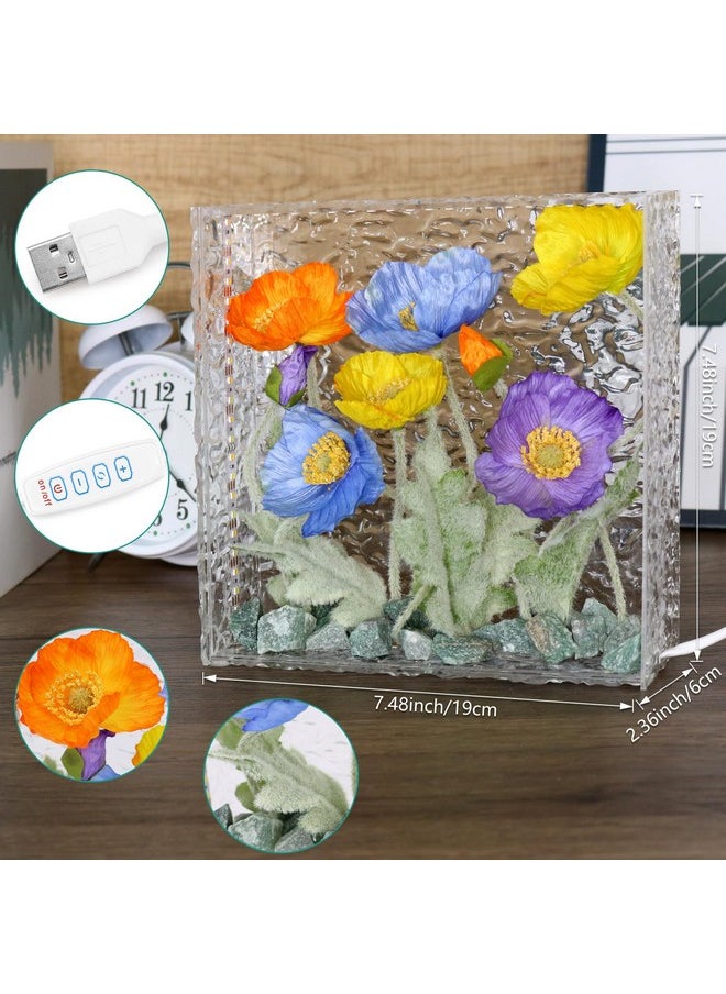 SMUK - Handmade Led Artificial Flowers Lamp, 3-Way Dimmable Flower Table Lamp In Clear Acrylic Box, Unique Decorative Night Light For Bedroom Living Room, Flower Birthday Gift For Women And Girls - Image 1
