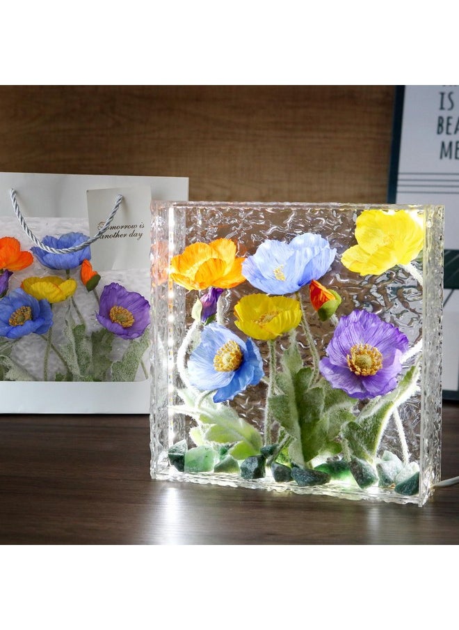 SMUK - Handmade Led Artificial Flowers Lamp, 3-Way Dimmable Flower Table Lamp In Clear Acrylic Box, Unique Decorative Night Light For Bedroom Living Room, Flower Birthday Gift For Women And Girls - Image 1