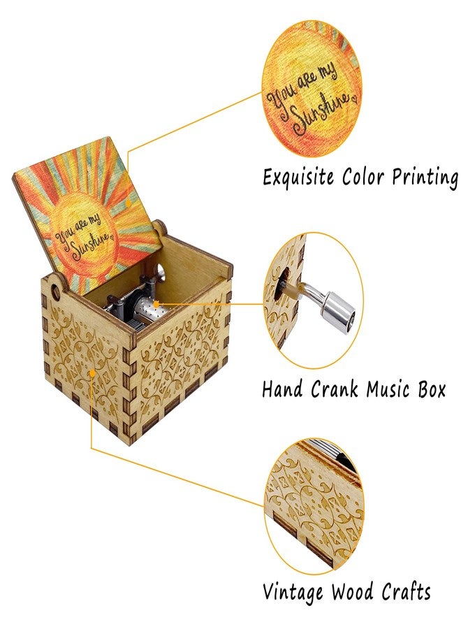 Auduye Music Box You are My Sunshine, Unique Gifts for Mom/Daughter/Wife, Wooden Hand Crank Vintage Colorful Musical Boxes for Birthday/Anniversary/Christmas/Valentines Day/Mothers Day Wood - Image 4