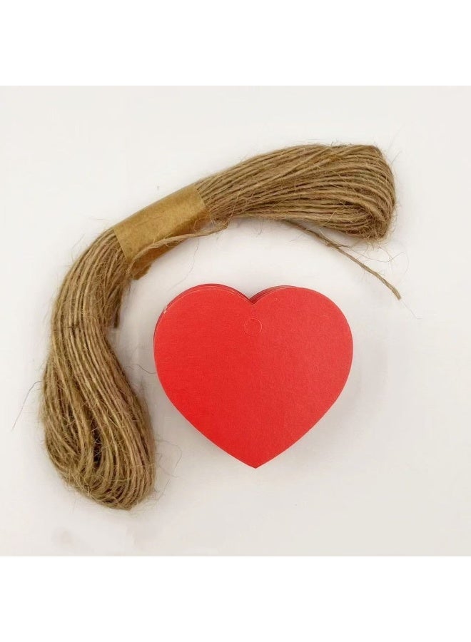 Generic 100 PCS Kraft Paper Heart Gift Tags 5*4.5cm  with 20m Natural Jute Twine – DIY Hanging Labels for Gift Wrapping, Birthdays, Weddings, Eid & Events  - Image 1